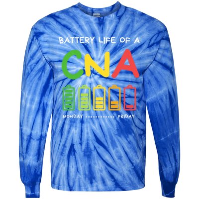 Funny Battery Life Of A Cna Certified Nurse Assistant Cna Gift Tie-Dye Long Sleeve Shirt