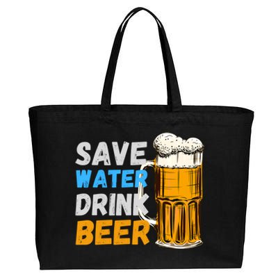 Funny Beer Lover Design Save Water Beer Gift Cotton Canvas Jumbo Tote