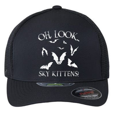 Funny Bat Lover Gift For Men Women Cool Sky Kittens Horror Flexfit Unipanel Trucker Cap