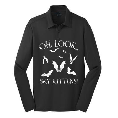 Funny Bat Lover Gift For Men Women Cool Sky Kittens Horror Silk Touch Performance Long Sleeve Polo