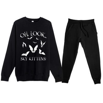 Funny Bat Lover Gift For Men Women Cool Sky Kittens Horror Premium Crewneck Sweatsuit Set