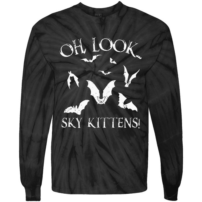 Funny Bat Lover Gift For Men Women Cool Sky Kittens Horror Tie-Dye Long Sleeve Shirt