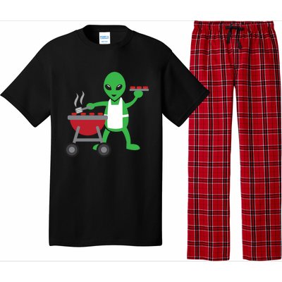 Funny Bbq Lover Artistic Barbecue Grilling Alien Gift Pajama Set