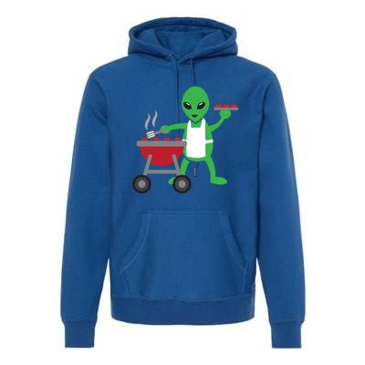 Funny Bbq Lover Artistic Barbecue Grilling Alien Gift Premium Hoodie