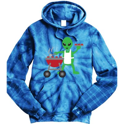 Funny Bbq Lover Artistic Barbecue Grilling Alien Gift Tie Dye Hoodie