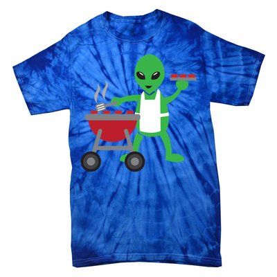 Funny Bbq Lover Artistic Barbecue Grilling Alien Gift Tie-Dye T-Shirt