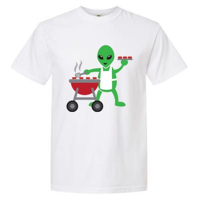 Funny Bbq Lover Artistic Barbecue Grilling Alien Gift Garment-Dyed Heavyweight T-Shirt