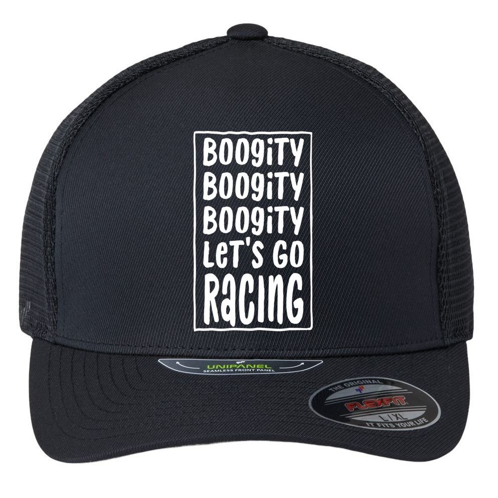 Funny Boogity LetS Go Racing Race Car Driving Quote Design Meaningful Gift Flexfit Unipanel Trucker Cap