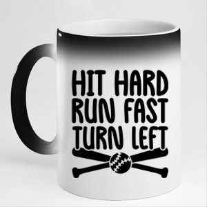 Funny Baseball Lover Player Hit Hard Run Fast Turn Left Cute Gift 11oz Black Color Changing Mug