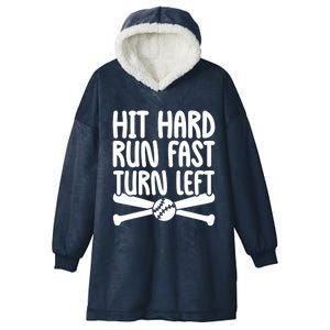 Funny Baseball Lover Player Hit Hard Run Fast Turn Left Cute Gift Hooded Wearable Blanket