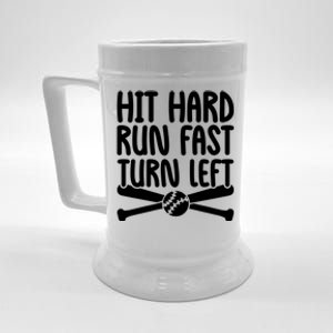 Funny Baseball Lover Player Hit Hard Run Fast Turn Left Cute Gift Beer Stein