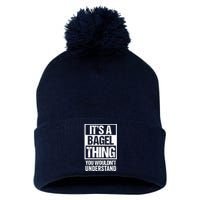 Funny Bagel Lover Text Design: Its A Bagel Thing Beygl Pom Pom 12in Knit Beanie