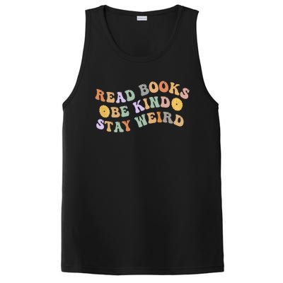 Funny Book Lover Groovy Read Books Be Kind Stay Weird PosiCharge Competitor Tank