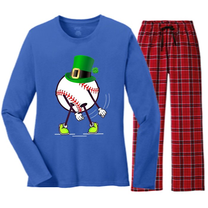 Flossing Baseball Leprechaun Hat St Patricks Day Meaningful Gift Women's Long Sleeve Flannel Pajama Set 