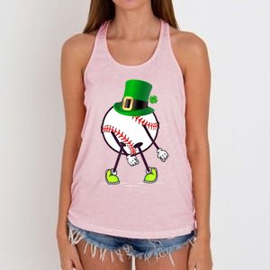 Flossing Baseball Leprechaun Hat St Patricks Day Meaningful Gift Women's Knotted Racerback Tank