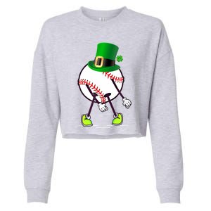 Flossing Baseball Leprechaun Hat St Patricks Day Meaningful Gift Cropped Pullover Crew