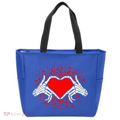 Funny Bones Love Skeleton Hand Heart Valentines Day Zip Tote Bag