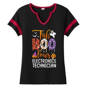 Fab Boo Lous Electronics Technician Boo Ghost Halloween Ladies Halftime Notch Neck Tee