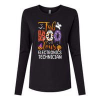 Fab Boo Lous Electronics Technician Boo Ghost Halloween Womens Cotton Relaxed Long Sleeve T-Shirt