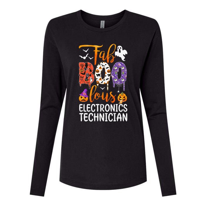 Fab Boo Lous Electronics Technician Boo Ghost Halloween Womens Cotton Relaxed Long Sleeve T-Shirt