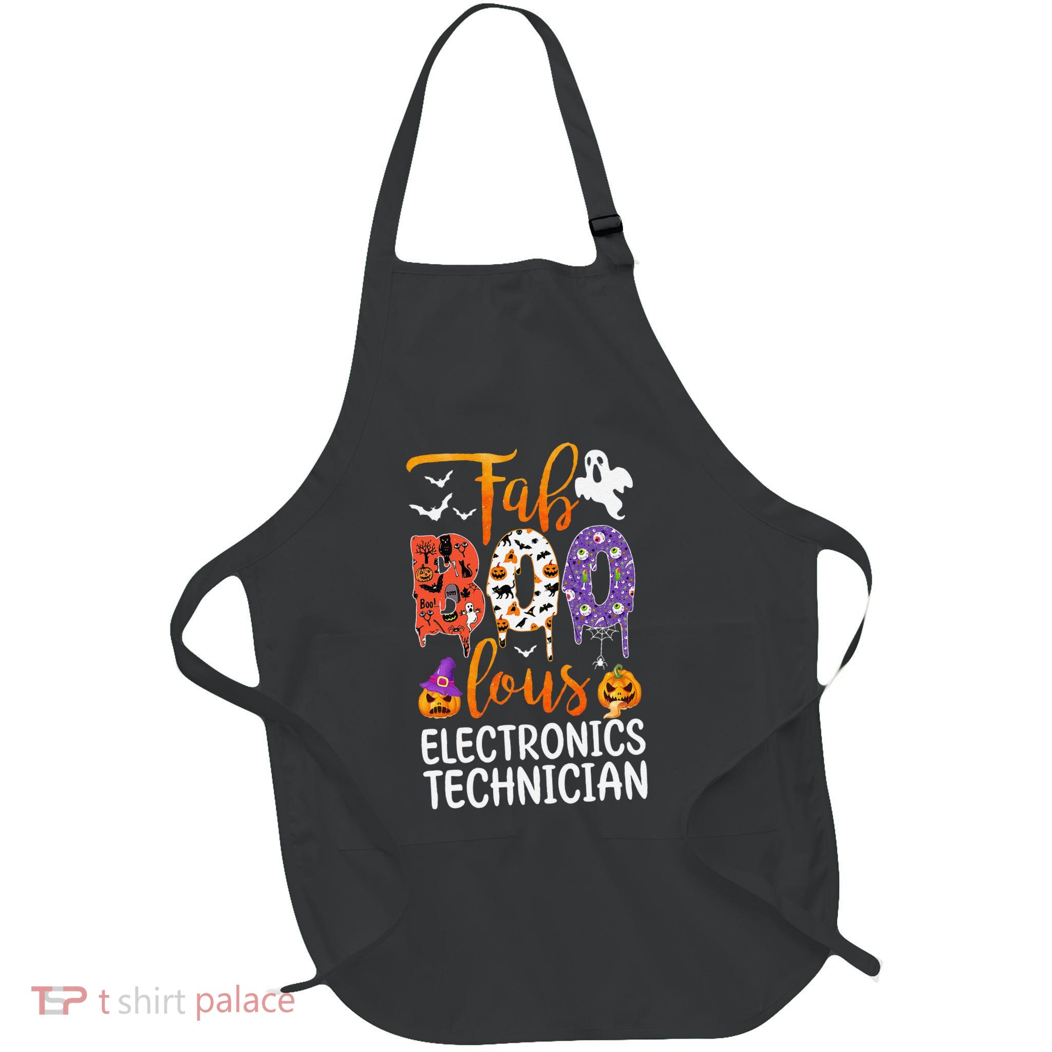 Fab Boo Lous Electronics Technician Boo Ghost Halloween Full-Length Apron With Pockets