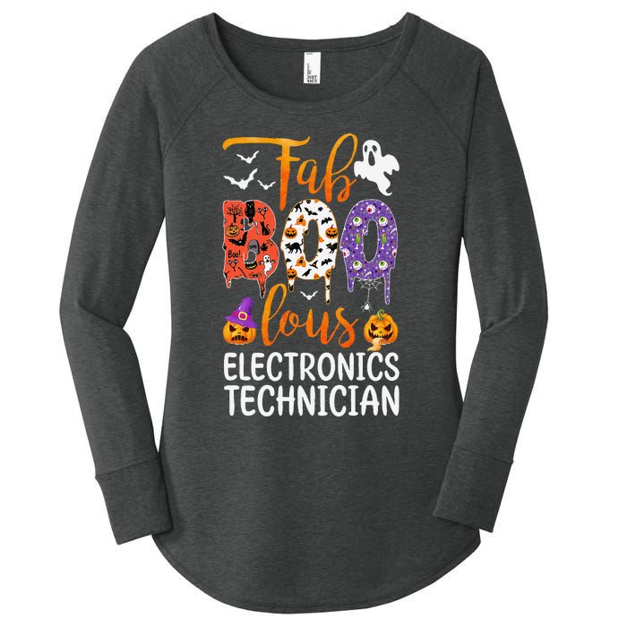 Fab Boo Lous Electronics Technician Boo Ghost Halloween Women's Perfect Tri Tunic Long Sleeve Shirt