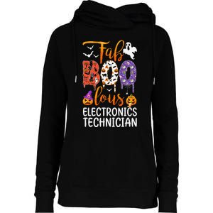 Fab Boo Lous Electronics Technician Boo Ghost Halloween Womens Funnel Neck Pullover Hood