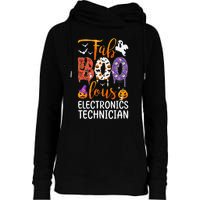 Fab Boo Lous Electronics Technician Boo Ghost Halloween Womens Funnel Neck Pullover Hood