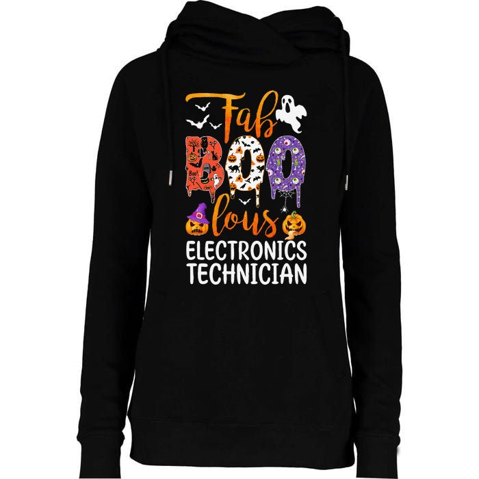 Fab Boo Lous Electronics Technician Boo Ghost Halloween Womens Funnel Neck Pullover Hood