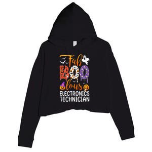 Fab Boo Lous Electronics Technician Boo Ghost Halloween Crop Fleece Hoodie