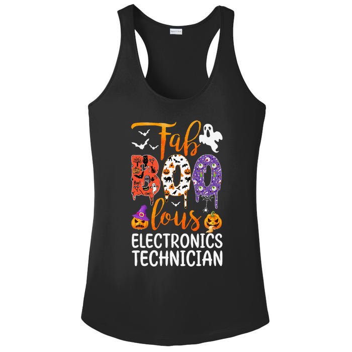 Fab Boo Lous Electronics Technician Boo Ghost Halloween Ladies PosiCharge Competitor Racerback Tank