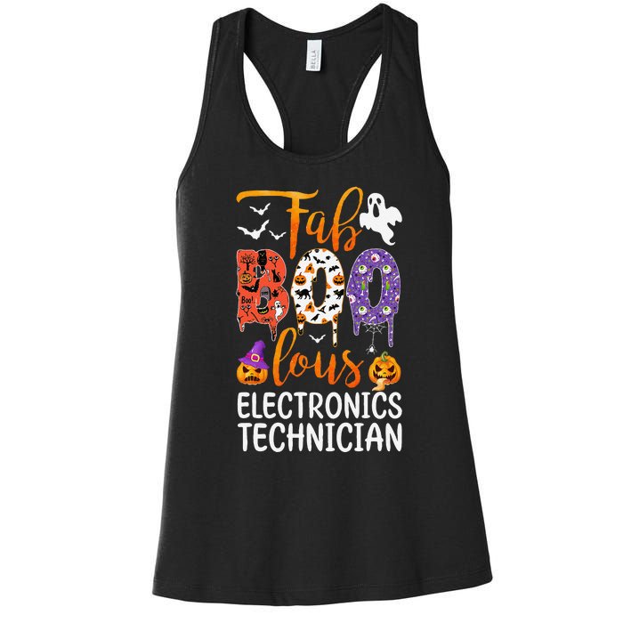 Fab Boo Lous Electronics Technician Boo Ghost Halloween Women's Racerback Tank