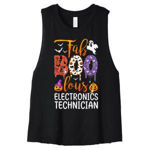 Fab Boo Lous Electronics Technician Boo Ghost Halloween Women's Racerback Cropped Tank