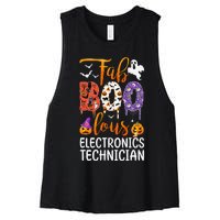 Fab Boo Lous Electronics Technician Boo Ghost Halloween Women's Racerback Cropped Tank