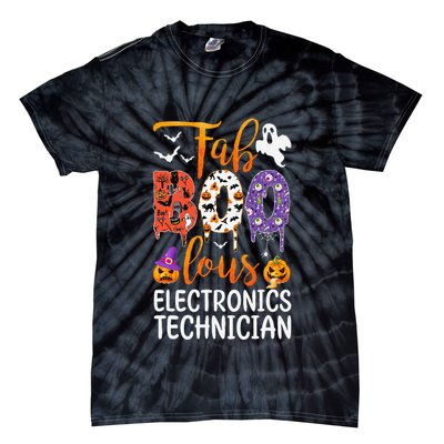 Fab Boo Lous Electronics Technician Boo Ghost Halloween Tie-Dye T-Shirt