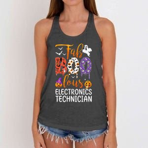 Fab Boo Lous Electronics Technician Boo Ghost Halloween Women's Knotted Racerback Tank