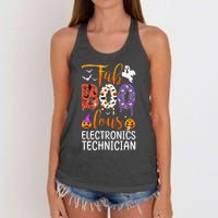 Fab Boo Lous Electronics Technician Boo Ghost Halloween Women's Knotted Racerback Tank