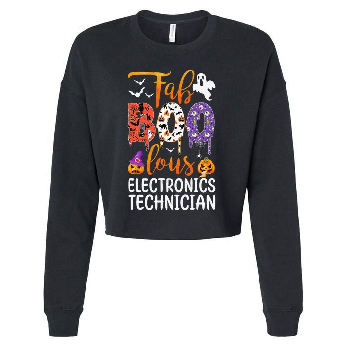 Fab Boo Lous Electronics Technician Boo Ghost Halloween Cropped Pullover Crew