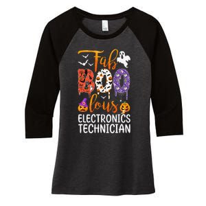 Fab Boo Lous Electronics Technician Boo Ghost Halloween Women's Tri-Blend 3/4-Sleeve Raglan Shirt