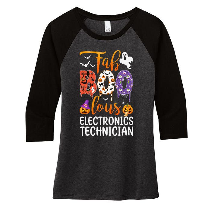 Fab Boo Lous Electronics Technician Boo Ghost Halloween Women's Tri-Blend 3/4-Sleeve Raglan Shirt