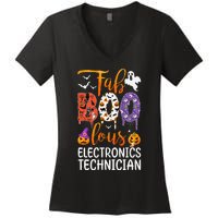 Fab Boo Lous Electronics Technician Boo Ghost Halloween Women's V-Neck T-Shirt