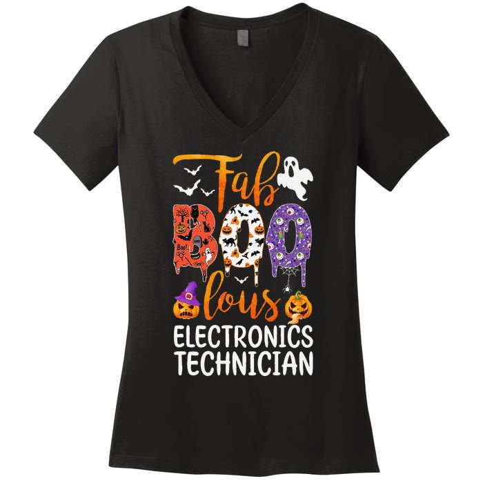 Fab Boo Lous Electronics Technician Boo Ghost Halloween Women's V-Neck T-Shirt