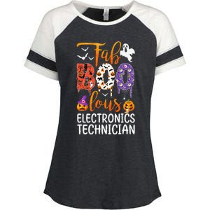 Fab Boo Lous Electronics Technician Boo Ghost Halloween Enza Ladies Jersey Colorblock Tee