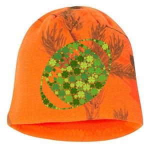 Football Ball Lucky Green Shamrock Clover Gift St Patricks Day Meaningful Gift Kati - Camo Knit Beanie