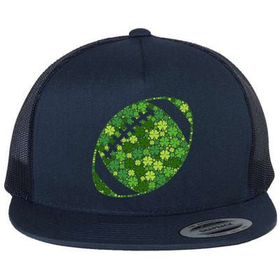 Football Ball Lucky Green Shamrock Clover Gift St Patricks Day Meaningful Gift Flat Bill Trucker Hat