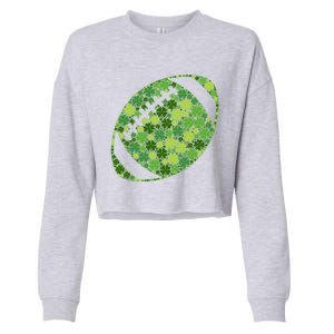 Football Ball Lucky Green Shamrock Clover Gift St Patricks Day Meaningful Gift Cropped Pullover Crew