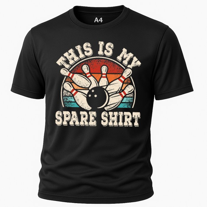 Funny Bowling Lover Bowler Retro This Is My Spare Cooling Performance Crew T-Shirt