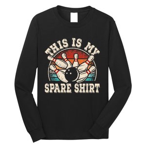 Funny Bowling Lover Bowler Retro This Is My Spare Long Sleeve Shirt