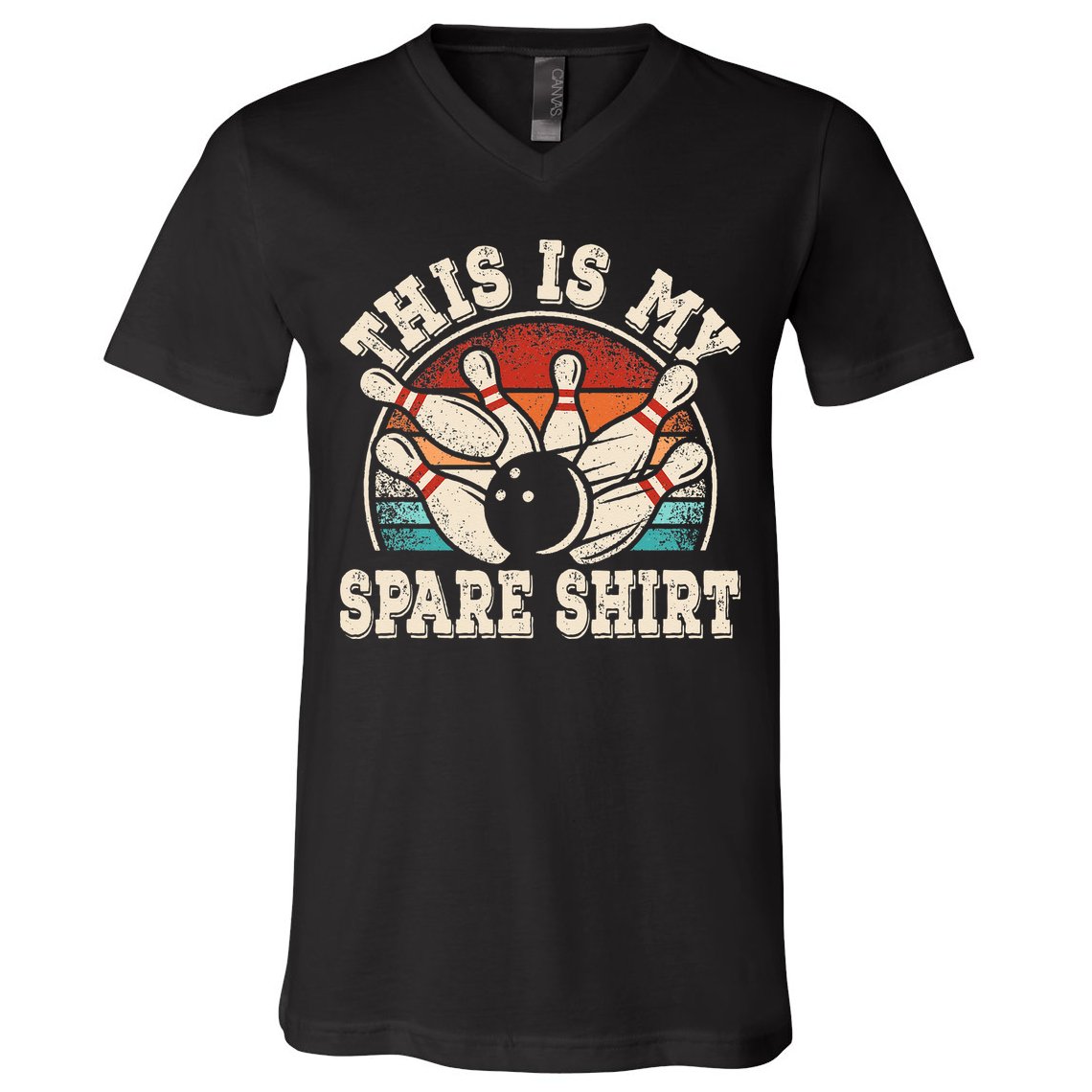 Funny Bowling Lover Bowler Retro This Is My Spare V-Neck T-Shirt