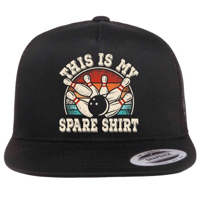 Funny Bowling Lover Bowler Retro This Is My Spare Flatbill Hat